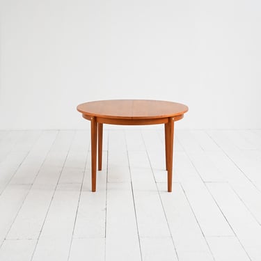 Mid Century Scandinavian Extendable Round Teak Dining Table, 1960s Danish Modern Expanding Table, Vintage Nordic Furniture 
