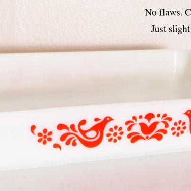Vintage Pyrex Friendship Red Birds Lasagna Pan #933 Red & White 13.5