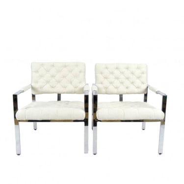 Milo Baughman Tufted Armchairs