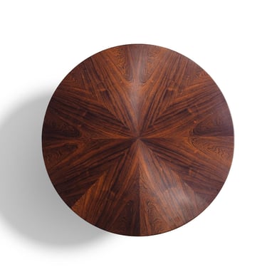 Omann Jun Brazilian Rosewood Starburst Round Dining Table with Center Leaf, RestoredCH_00001593