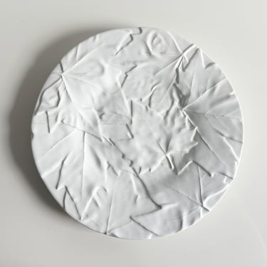 Vintage Bordallo Pinheiro Maple Leaf White Dinner Plate Portugal 