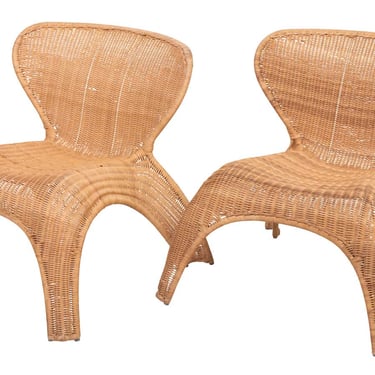 Pair of 1990s Wicker Chairs