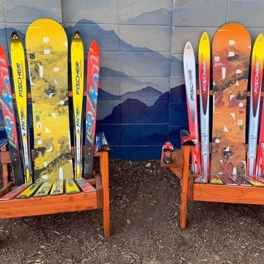 Set of 2 - Upcycled Ski Chairs - Custom Hybrid Snowboard Design 