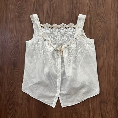 Antique corset cover . embroidered Edwardian lingerie top . size small to medium 