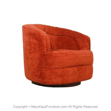 Vintage Mid-Century Modern Swivel Barrel Club Orange Chair