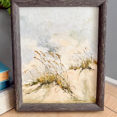 Vintage Oil Painting, Hand Painted, Signed, Coastal Beach Scene, Natural Scenery, Wood Frame, Date 1992 