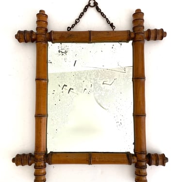 1930s French Faux Bamboo Mirror 