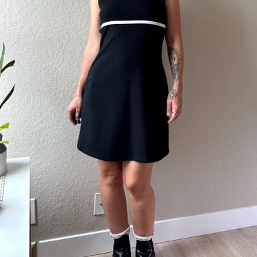 90s Black Mini Dress 90s Per Seption Dress Vintage Mini Dress 90s LBD Black White Mini Dress Vintage Black Mini Dress 