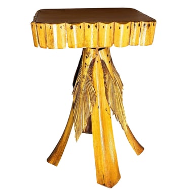Restored MCM Hawaiian Split Bamboo Side Drinks Table w/ Koa Wood Top 