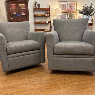 Pair of Crate & Barrel 'Declan' Swivel Chairs