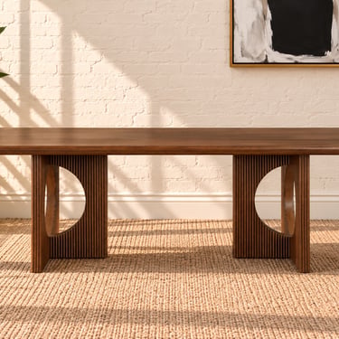 Sylvia Fluted Base Dining Table in Natural Brown