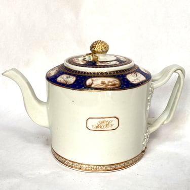 Chinese Export Canton Porcelain Armorial Teapot