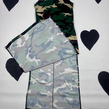 ultimate 90s y2k vintage camouflage maxi slip dress side slits camo full length LOLO spaghetti strap grunge urban gown prom dress sleeveless 