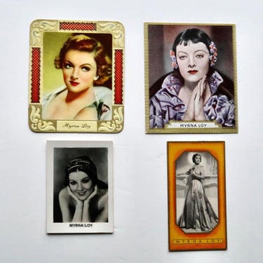 MYRNA LOY German Cigarette Cards 1930s Lot of 4 