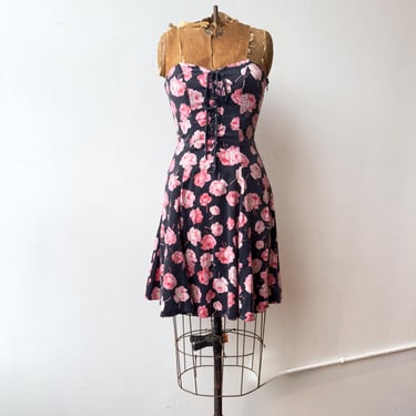 Vintage 1990s/2000s Betsey Johnson Silk Floral Corset Dress 