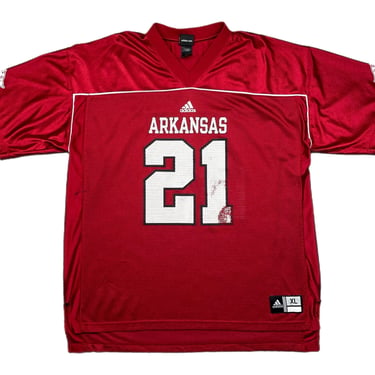 Vintage 90s/Y2K Adidas University of Arkansas Razorback #21 Home Football Jersey Size XL/XXL 