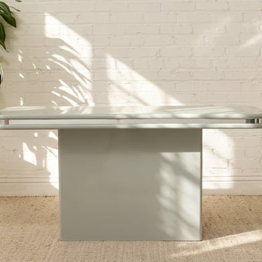 Vintage Streamline Moderne Console Table with Chrome Trim
