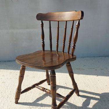 Vintage Wooden Spindle Back Chair | Rustic Farmhouse Dining Chair | Solid Wood Country Cottage Accent Chair 