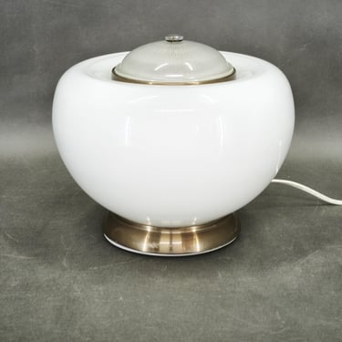 Italian Murano Glass Table Lamp Space Age White Globe 1970s Mid Century Modern 