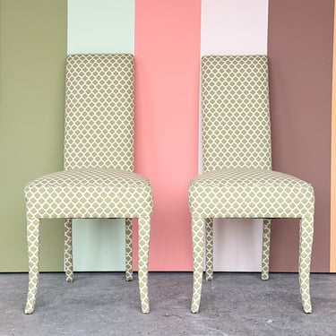 Pair of Pretty Preppy Upholstered Side Chairs