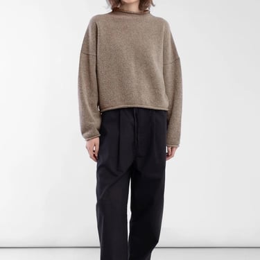Boucle Rolled Sweater - Camel