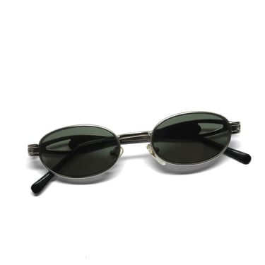 Authentic 90s Small Size Oval Silver Vintage Sunglasses 