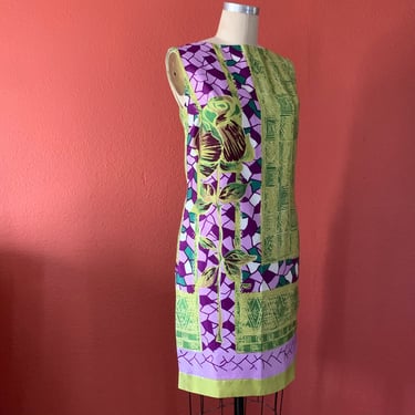 1960s Mod Mini Dress: Vintage Floral Tiki Print by Gary Jay 