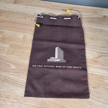Vintage The First National Bank Of Fort Worth Deposit Bag Bank Bag 
