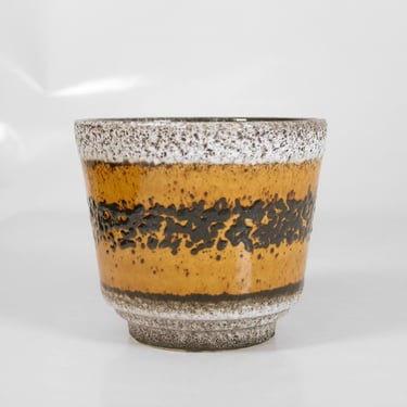 Vintage Dümler & Breiden Honey Yellow Dripping Fat Lava Ceramic Planter West German Pottery Art Mid Century Modern Textured White Plant Pot 