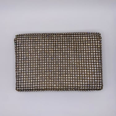 Vintage Hartly Westwood crystal mesh envelope clutch evening bag purse with metal chain strap 