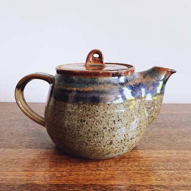 Vintage 1980s Ceramic Pottery Teapot 