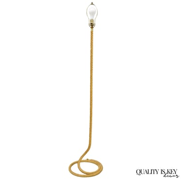 Vintage French Mid Century Modern Audoux Minet Style Coil Lasso Rope Floor Lamp