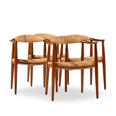 Hans Wegner for Johannes Hansen JH 501 Cane and Teak Dining Chairs - Set of 4 