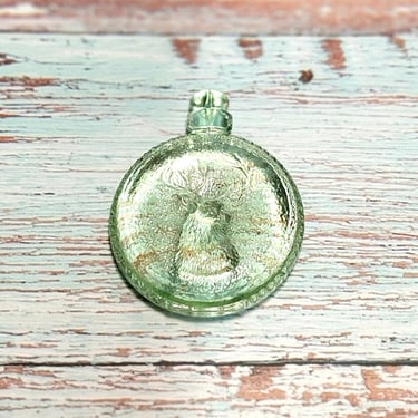 Green Vaseline Uranium Style Glass Elk Deer Pocket Watch - Vintage, Depression Style, Retro Blacklight Decor, Hunting Dad Gift, Hunter 