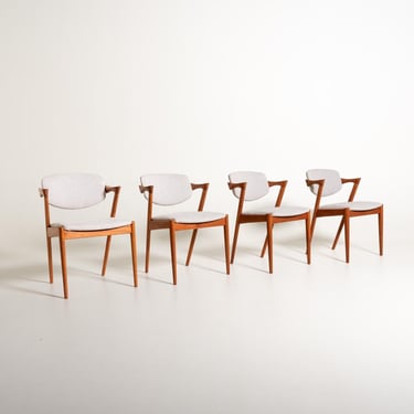 Kai Kristiansen Model 42 Dining Chairs, Set of 4, Danish Teak Chairs, Schou Andersen, 1960s Scandinavian Mid Century Design 