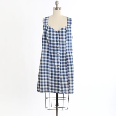 90s California Concepts blue plaid cotton Suspender dress 