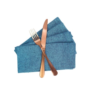 Tumbled Teal Linen Napkins: Coastal Cloth Dinner Napkins 