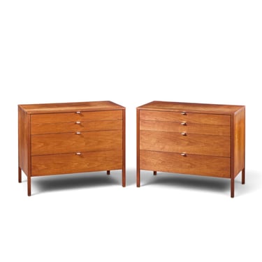 Florence Knoll for Knoll Mid Century Walnut Chest of Drawers Dresser - Pair - mcm 