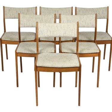 Danish Teak Set of 6 Upholstered Dining Chairs by Uldum Mobelfabrik