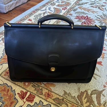 Excellent Vintage Coach Classic 1990s Beekman Briefcase Messenger Bag in Black Leather/ Brass~ Handle & Shoulder Strap~ Style No. 5266~ EVC 