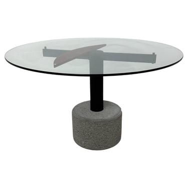Rare Giovanni Offredi Steel and Concrete Dining or Center Table for Saporiti