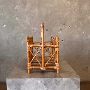 Vintage Bamboo Magazine Basket