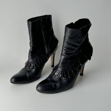 Vintage Italian Leather Pointed Toe High Heel Ankle Boots EU 36 / US 6 
