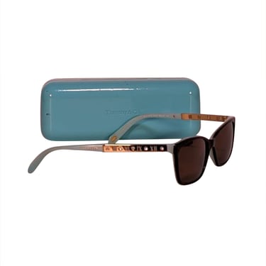 Tiffany & Co. - Brown Tortoise Sunglasses w/ Gold & Blue Legs