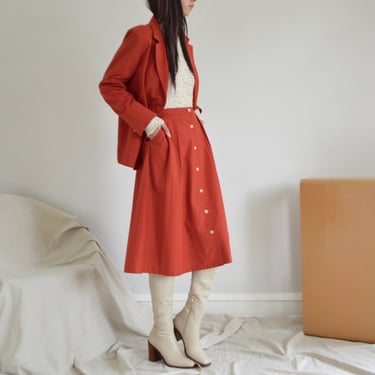 rust twill skirt and blazer 70s set 