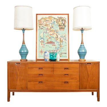 72” MCM Walnut Dresser | Credenza w 14 (Count ‘em!) Drawers of Storage by Janus