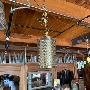 Vintage Curved Brass 1 Bulb Pendant Light