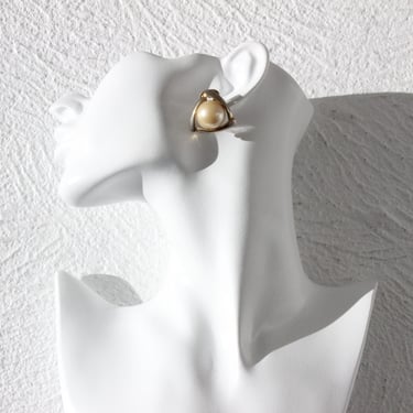 80s Baroque Gold & Pearl Clip On Wedding Earrings 