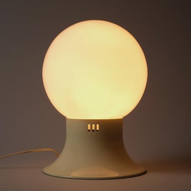 1970s Space Age Design Glass Ball Mushroom Lamp, White Opaline Glass. 