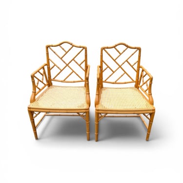 Vintage Faux Bamboo Arm chairs with cane seats 